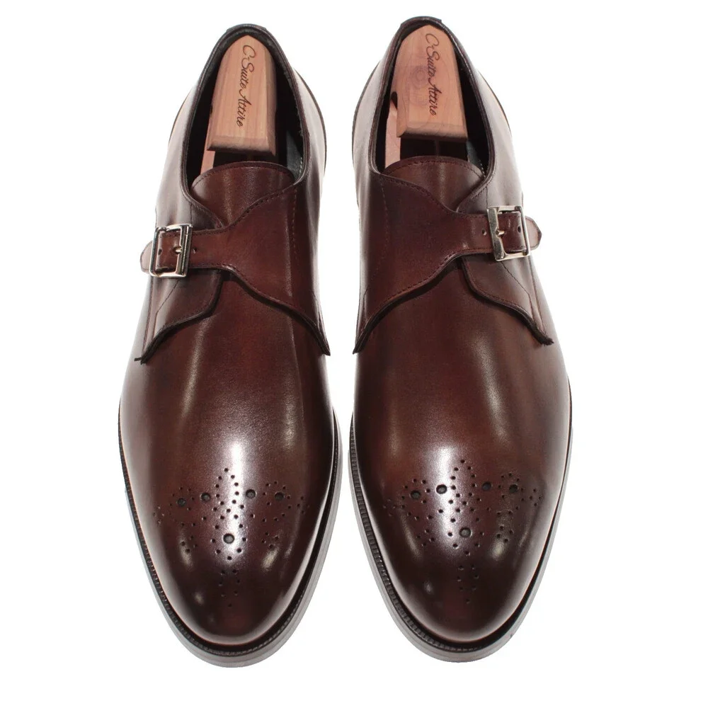 Pastori NWB Single Monk Strap Dress Shoes Size 10 US in Brown Leather